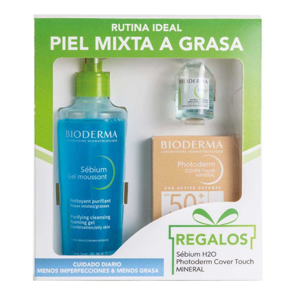KIT SEBIUM GEL MOUSSANT 200ML+MINI SEBIUM H2O 20ML+MINI PHOTODERM COVER TOUCH MINERAL 2ML
