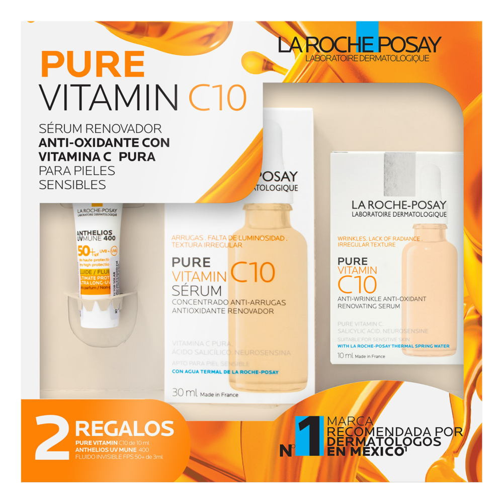 KIT PURE VITAMIN C10 30ML+MINI PURE VITAMIN C10 10ML+MINI ANTHELIOS UV MUNE 400FPS 50+ 3ML