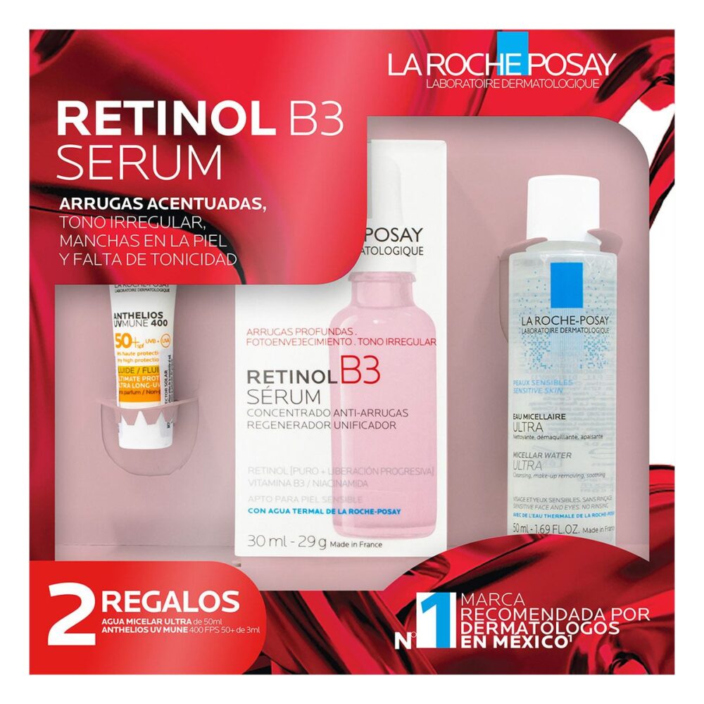 KIT RETINOL B3 SERUM 30ML+AGUA MICELAR ULTRA PIEL SENSIBLE 50ML+MINI ANTHELIOS UV MUNE 400 FPS 50+ 3ML