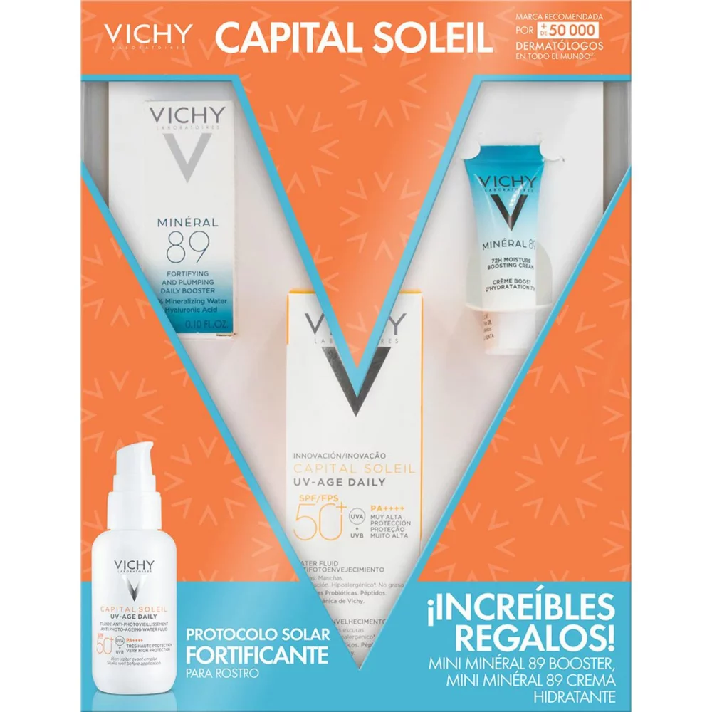 KIT-CAPITAL SOLEIL FPS50+ UV AGE FLUIDO 40ML+MINERAL 89 DAYLI BOOSTER 3ML+MINERAL 89 BOOSTING CREAM 3ML