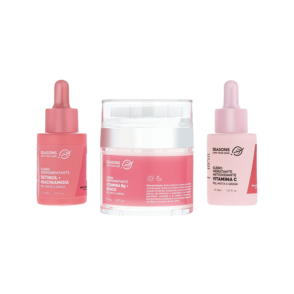 KIT-SUERO DESPIGMENTANTE 30ML+CREMA DESPIGMENTANTE VITAMINA B5 50G+SUERO HIDRATANTE ANTIOXIDANTE 30ML