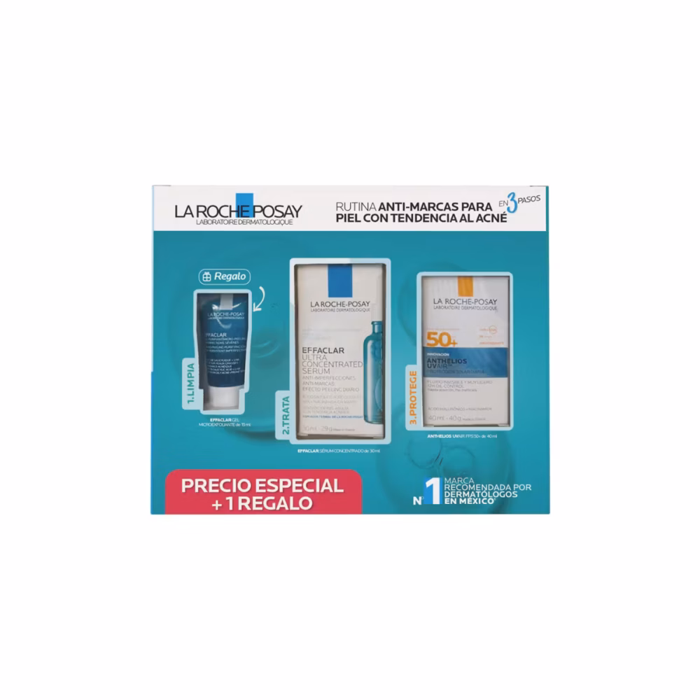 KIT-EFFACLAR ULTRA SERUM 30ML+ANTHELIOS UV AIR SPF50+ 40ML+EFFACLAR GEL MICROEXFOLIANTE 15ML